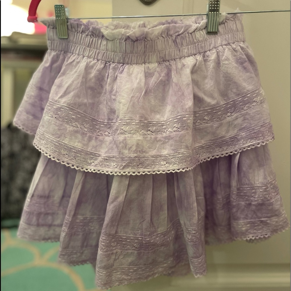 Love Shack Fancy Ruffle Mini Skirt Purple Size M